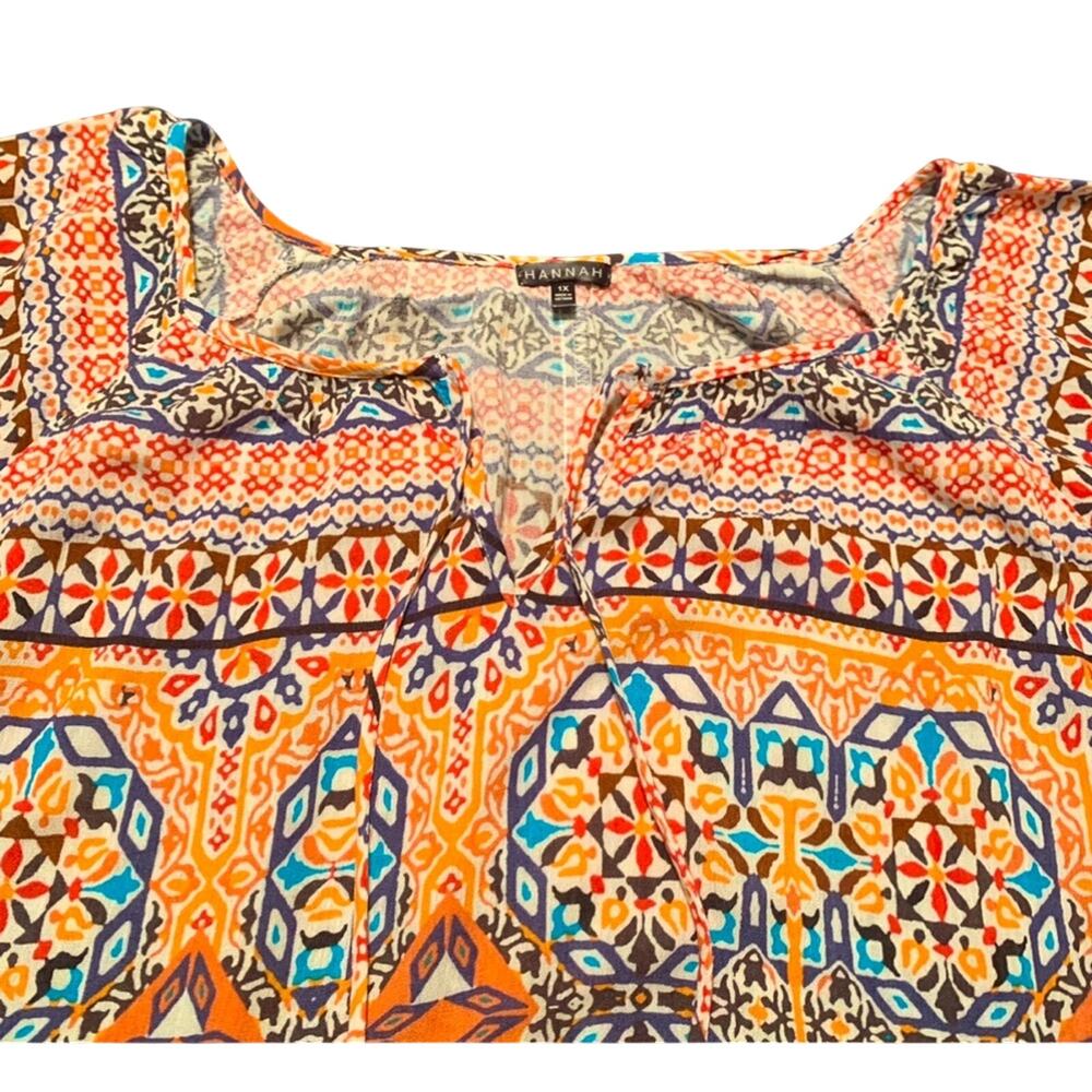Hannah Womens Blouse Peasant Bohemian Southwest Cottagecore Oversized Size 1X